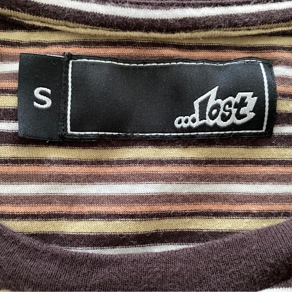 Lost Skate Surf Brown Stripes Short Sleeve Tee Shirt Men S Small - Picture 4 of 5